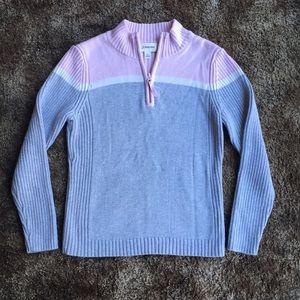 St. John’s Bay Half Zip Sweater (Pink/Grey/White)